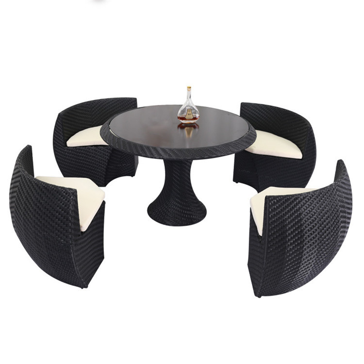 Garden Rattan Space Saving Dining Chair Table Handmade Wicker Outdoor Furniture