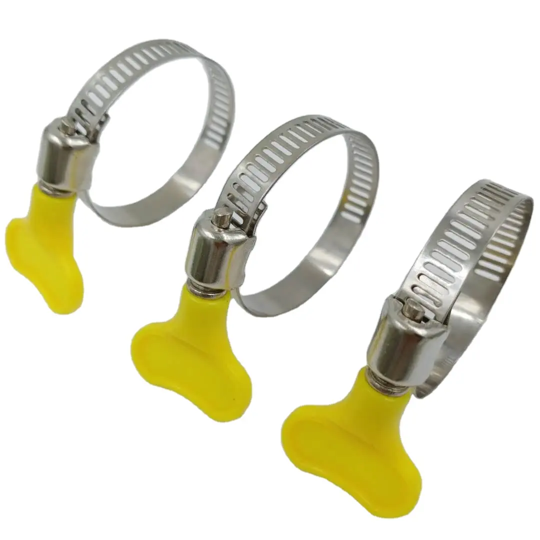 china supplier stainless steel spring hose clamp with butterfly screw