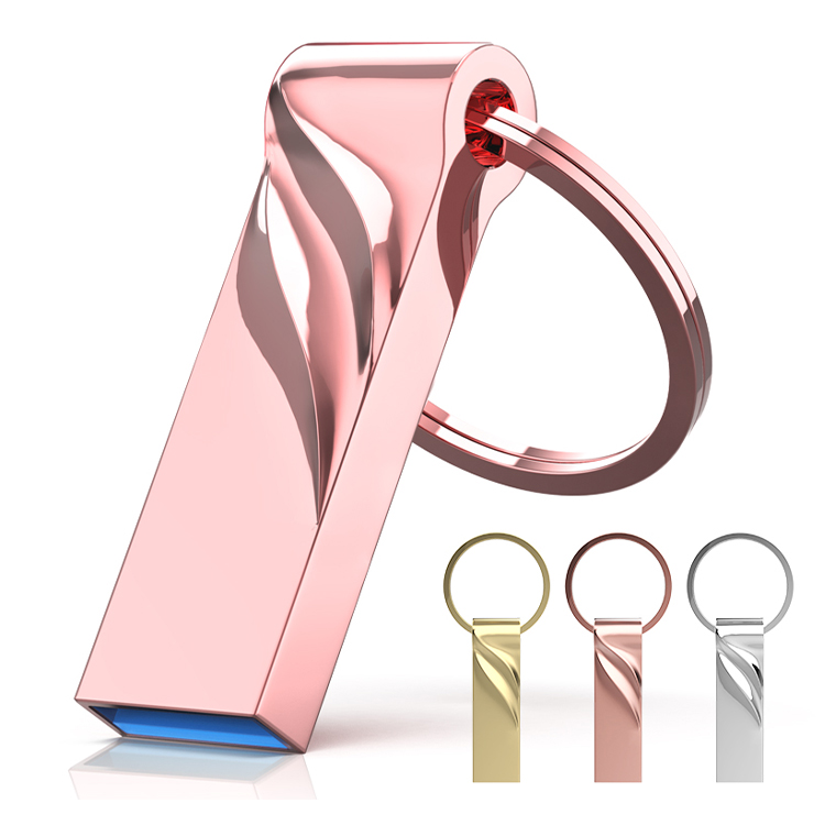 Waterproof Metal Silver usb flash drive pen drive 64GB 32GB 16GB 8GB 4GB pendrive with key ring u disk memory disk usb 2.0