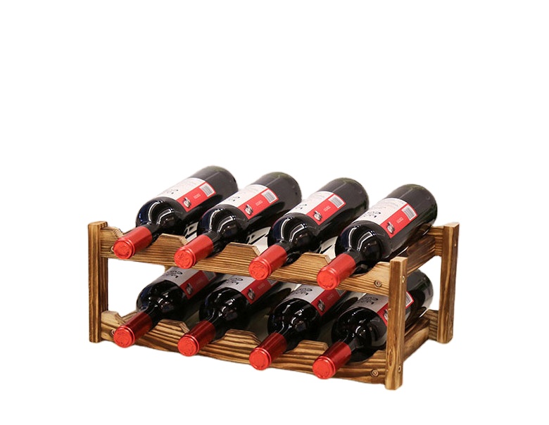 Wooden double-layer 6-bottle wine rack