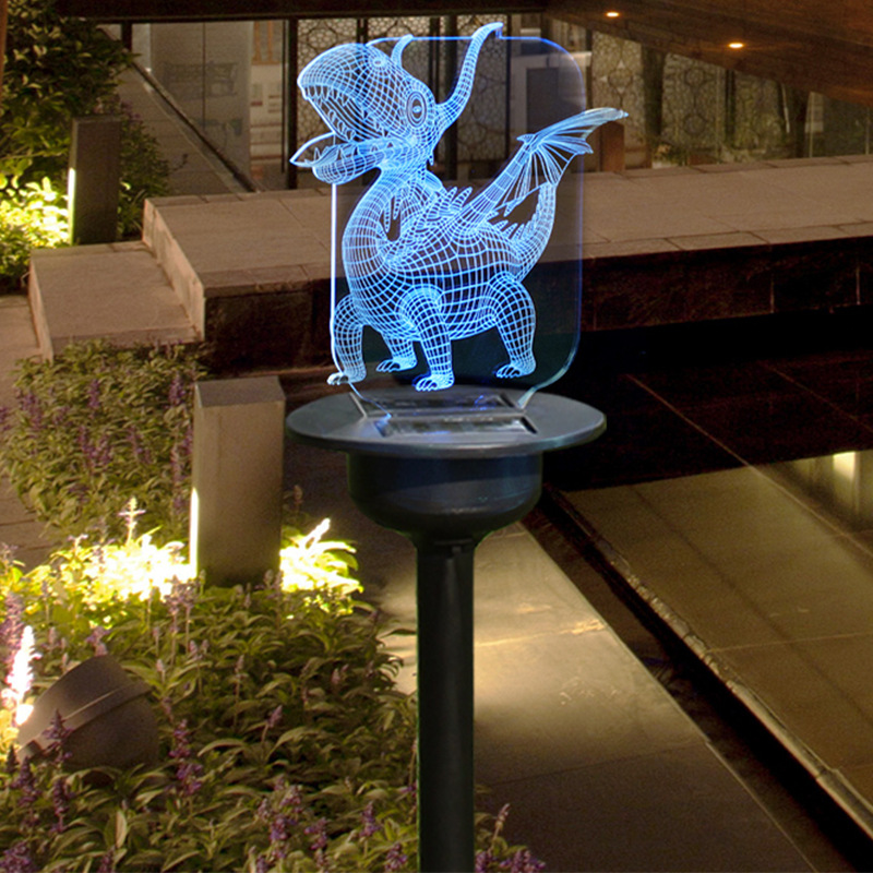Outdoor Ip65 Waterproof Garden Pathway Landscape Led Solar 3d Acrylic Light Lawn Lamp For Yard Villa Courtyard Street Decor