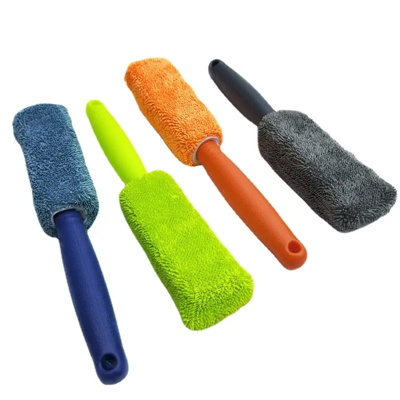 Microfiber long handle tire brush beauty car wash supplies tool cleaning pigtail cloth tire brush wheel hub brush