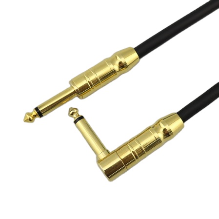 6.35mm Nylon Braided Right Angled Guitar Patch Instrument Mono Cable with 12 Inch Tweed Woven Jacket instrument cable