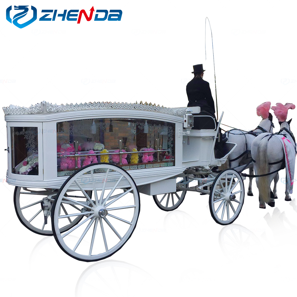 White Funeral Horse Carriage Buggy English Funeral Horse Drawn Buggy Carriage