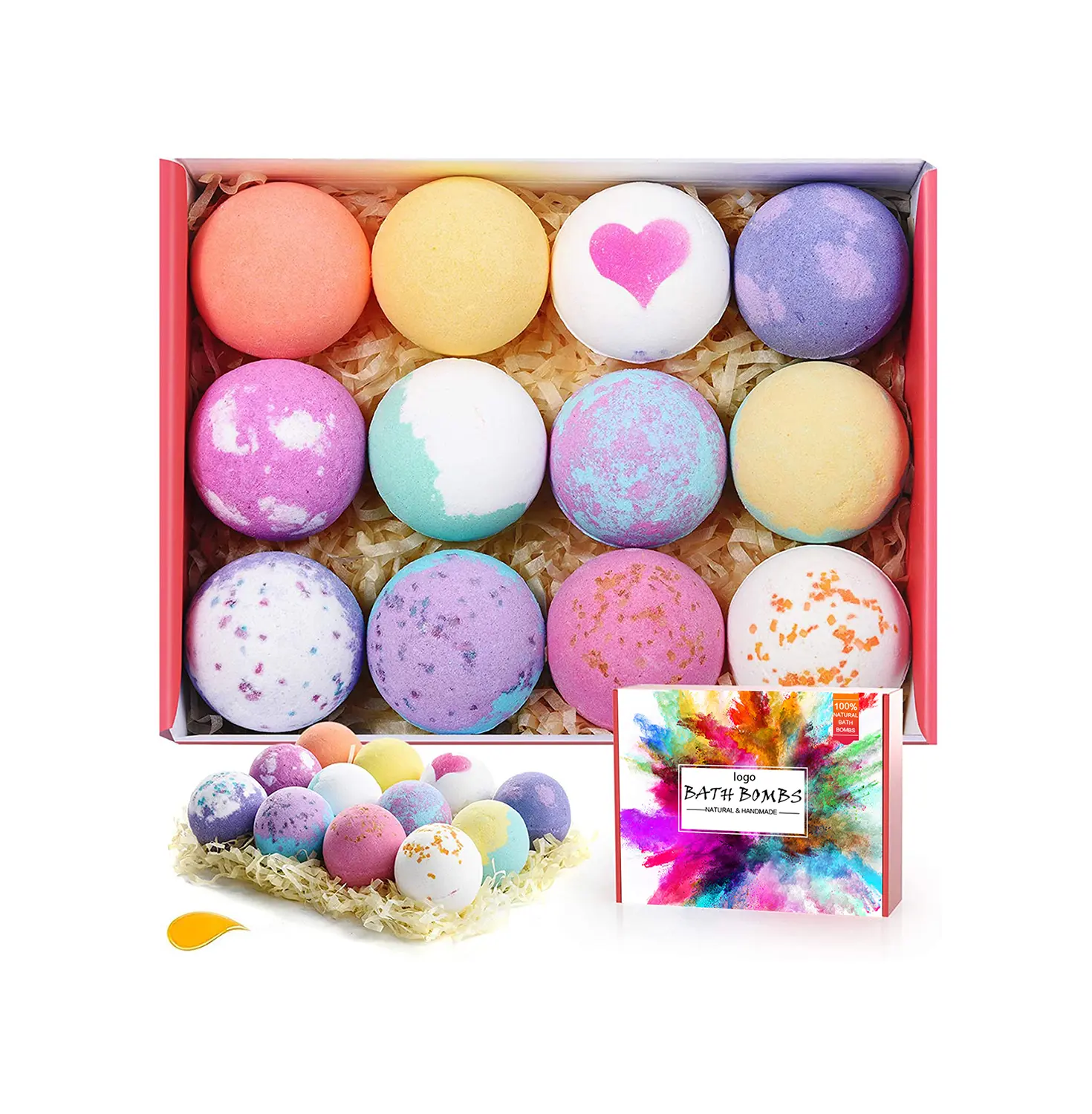 Custom Packing Bath Bombs Colorful Spa Bath Gift Set 12pcs Shower Bath Salt Ball