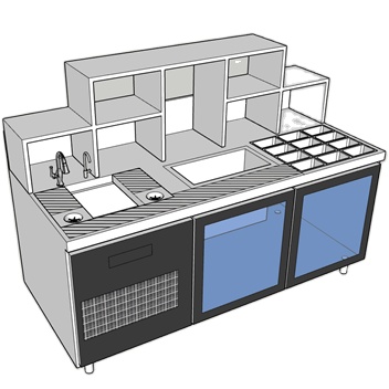 Most Popular Commercial kitchen beer shop working table design freezer stainless steel bar counter with milk tea equipment