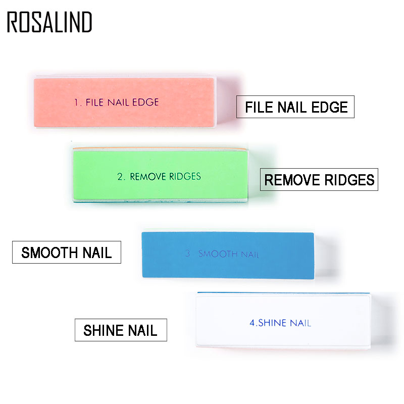 ROSALIND factory price colorful nail art products 4 sided buffers manicure tools nail buffer block for wholesale