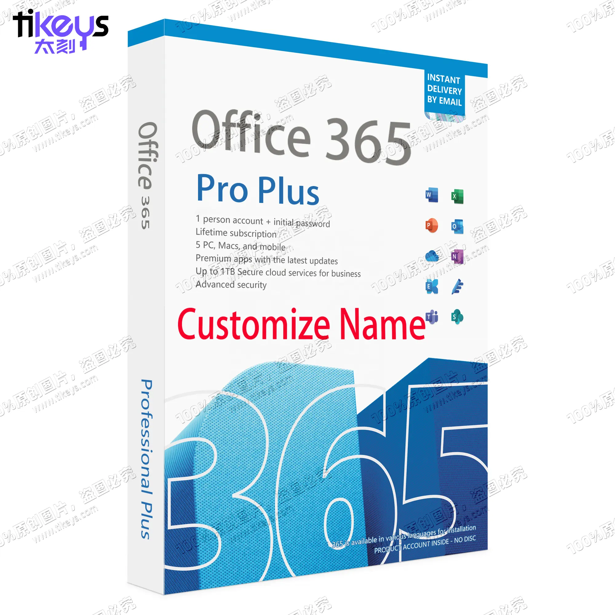 24/7 Online Email Customize Name Office 365 Lifetime Pro Plus 5 PC/Mac 1TB Account+Password License Key 100% Online Activation
