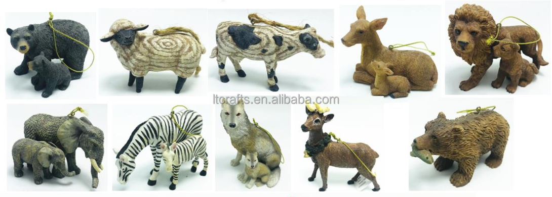 handmade custom small wild animal Christmas ornament personalized resin fox embrace penguin figurine