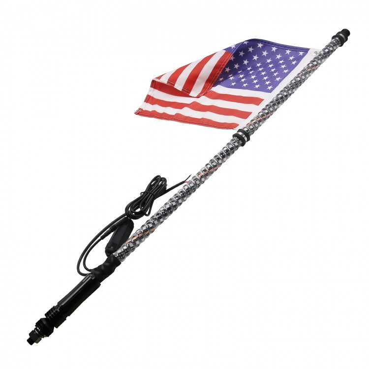 4ft Led Whip Light Rgb Waterproof Bendable Remote Control Multi-color Super Bright Flag Pole Lamp Light For Suv Atv Utv Rzr