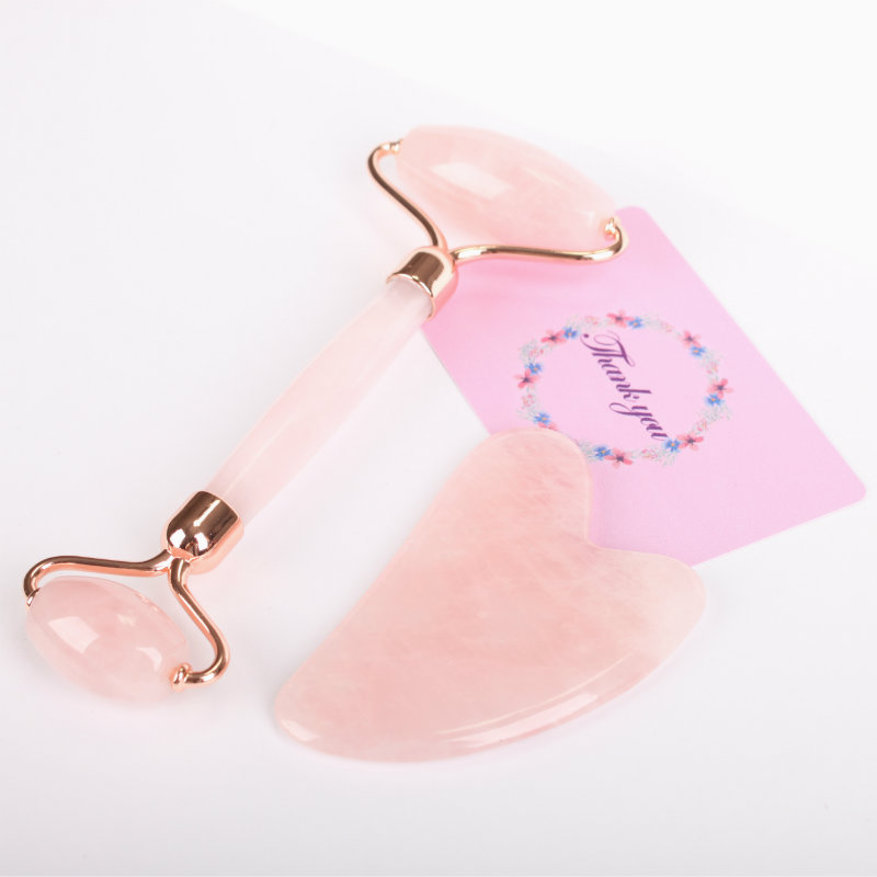 2019 Индивидуальная коробка natura pink 100% Нефритовая игла для глаз розовый КВАРЦЕВЫЙ ролик gua sha Набор для лица