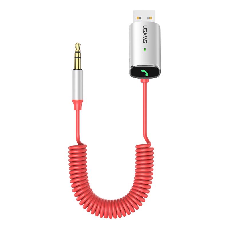 USAMS SJ504 алюминиевый сплав автомобильный беспроводной аудио приемник BT 5,0 USB 3,5 мм AUX TF Аудио адаптер кабель стерео автомобильный приемник