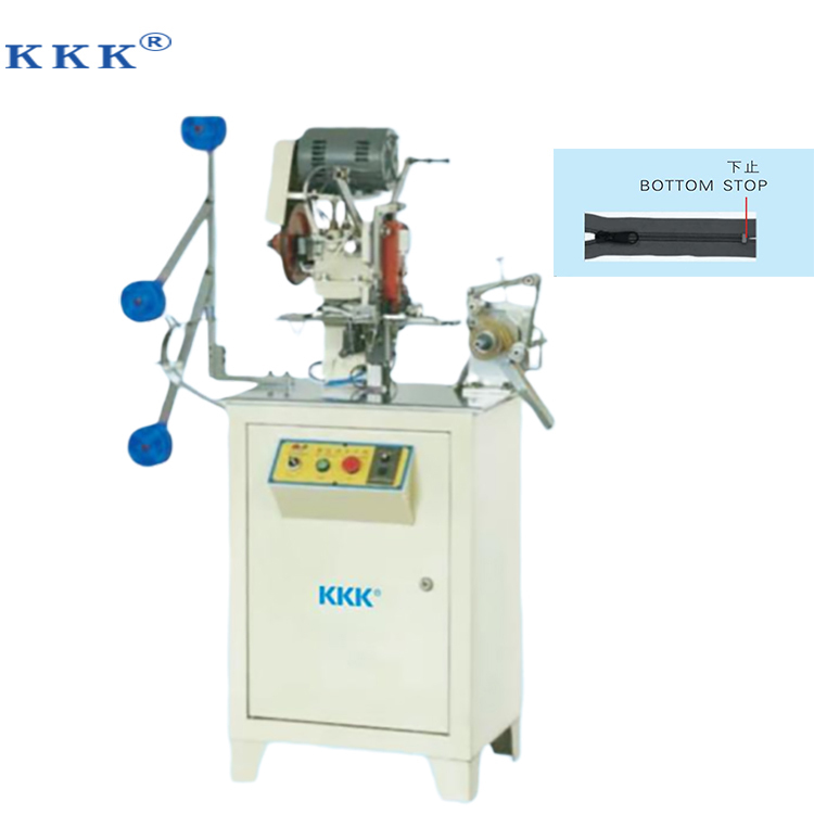 KKK fully automatic nylon zipper manufacturing machine equipment metal Al line zipper bottom stop making machine prices