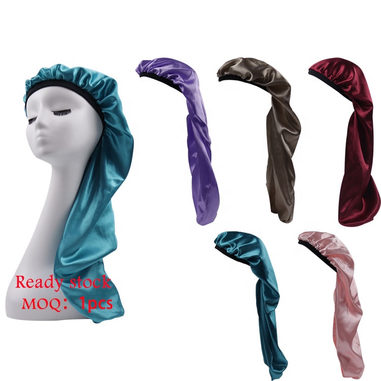 2021 Amazon Hot sale NO MOQ free sample satin extra long bonnets for women curly hair long hair