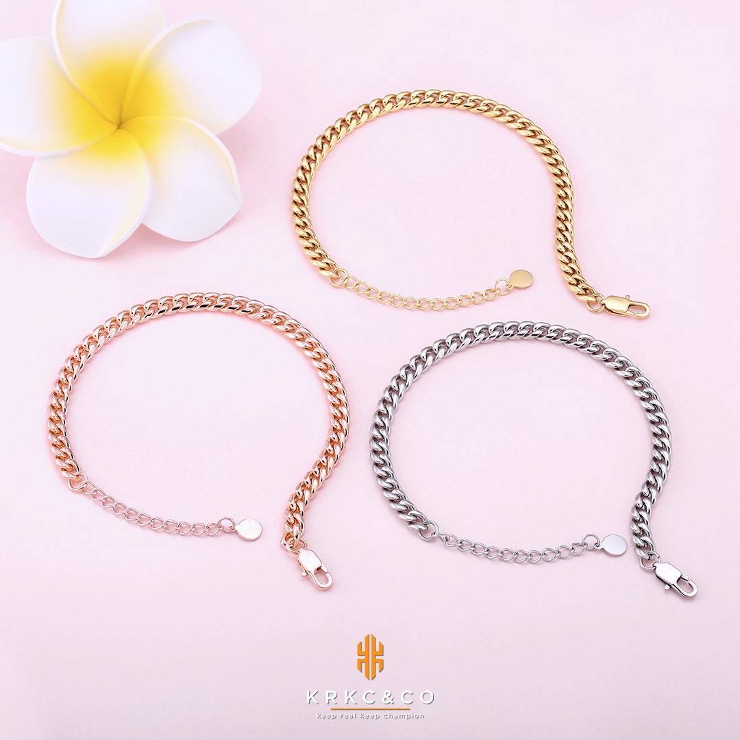 Krkc 6 мм Майами Cuban Link ножные браслеты Белый, 18k, Розовая позолота, ножные браслеты из нержавеющей стали, с браслетом на лодыжке; Для женщин