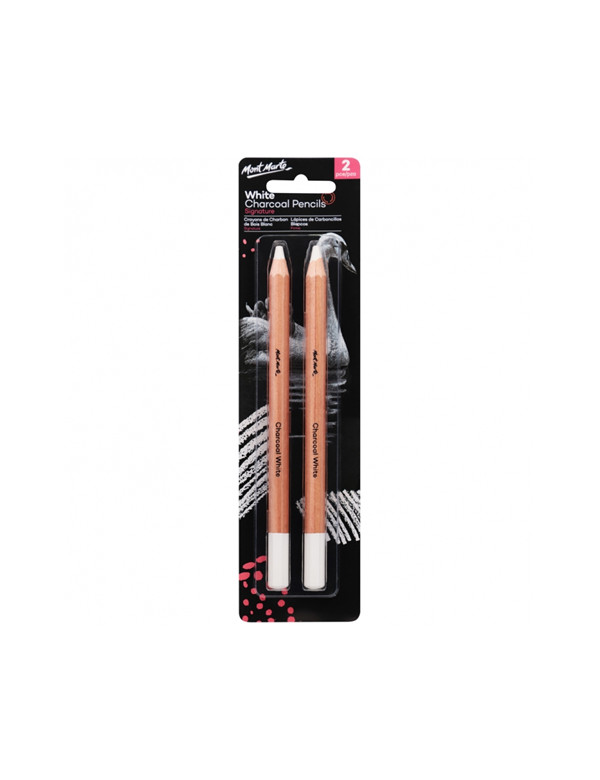Mont Marte White Charcoal Pencils Lge Hex 2pce
