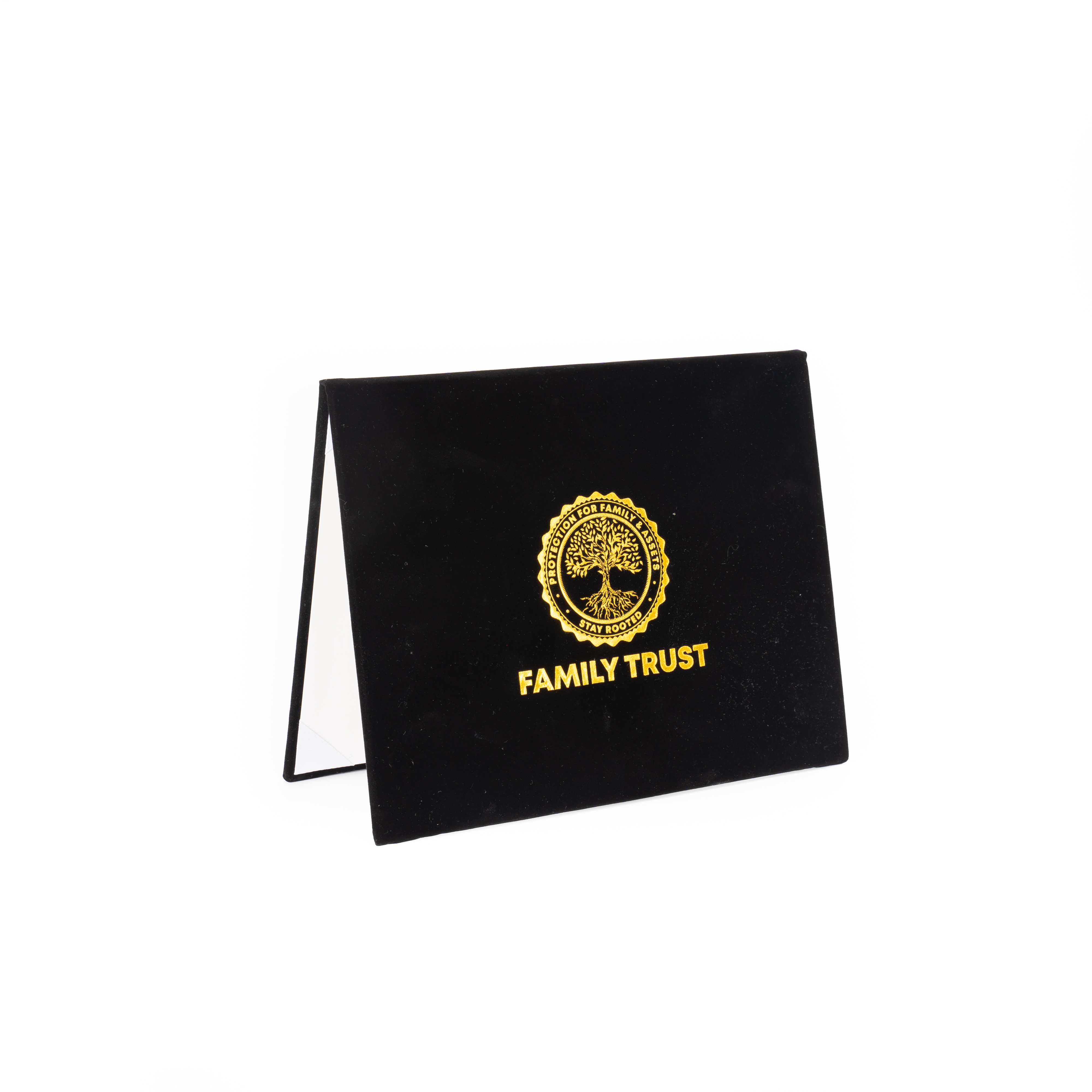 Custom a4 Black Velvet Certificate Holder with Gold Logo