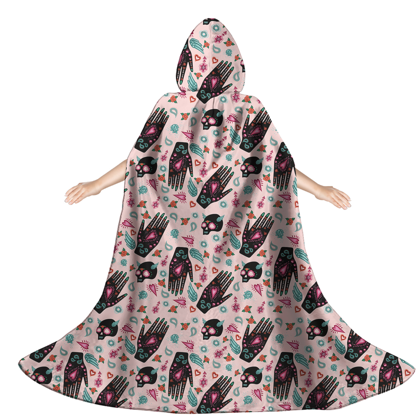 Custom Halloween deco Print Kids Hooded Cloak Halloween Witch Cape Full Printed for Cosplay Dropshipping Halloween wholesalers