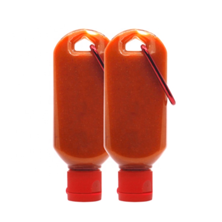 Wholesale Transparent PETG Material Pendant Bottle 30ml 50ml 60ml 75ml Sriracha Keychain