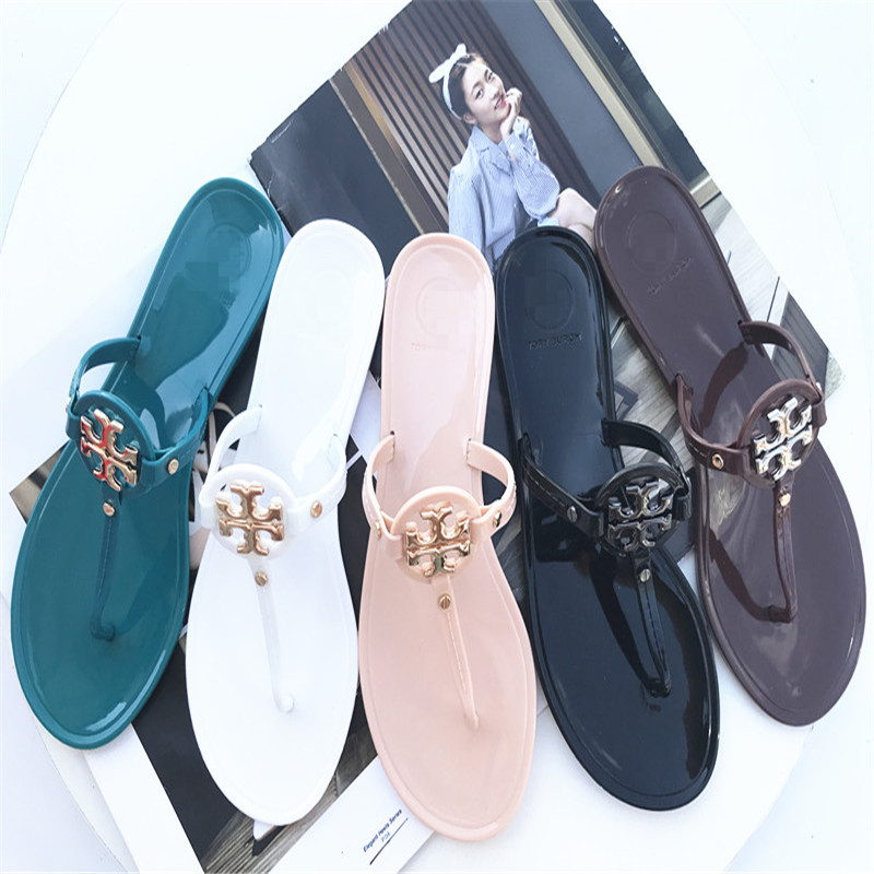 Summer flip flops flat beach seaside holiday custom women torybruch jelly sandals
