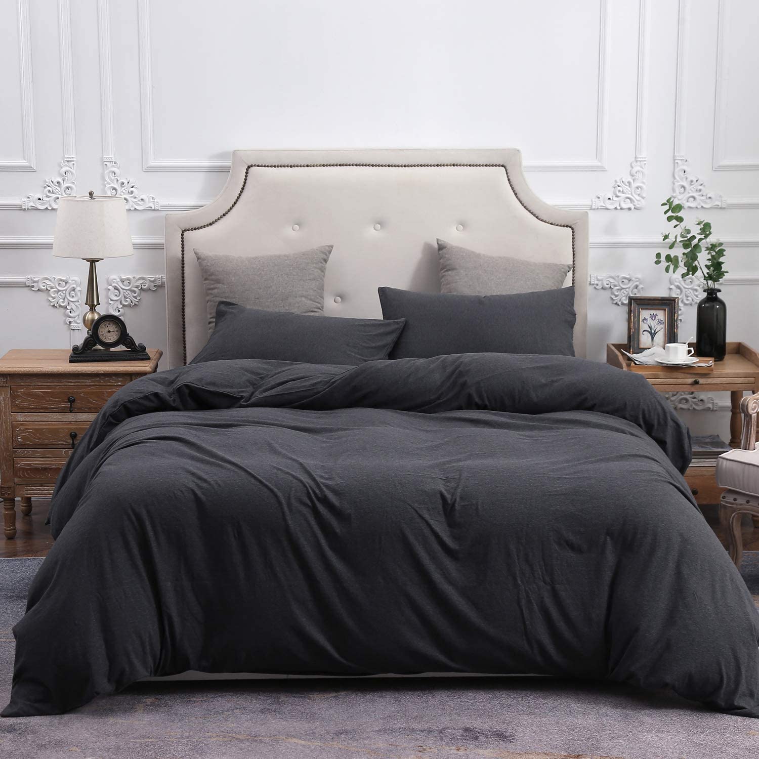 Soft and Comfortable Knitted 100% Cotton Jersey Duvet Cover Set Bedding Set