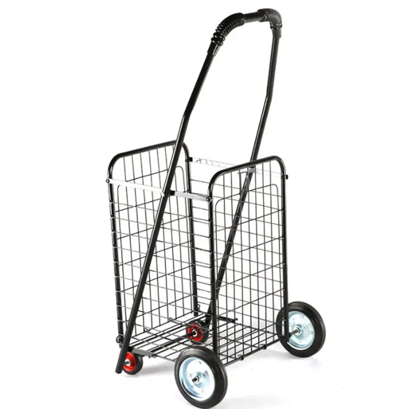 Foldable Trolley Case Iron Shopping Carts  Supermarket Shopping Trolley with Wheels
