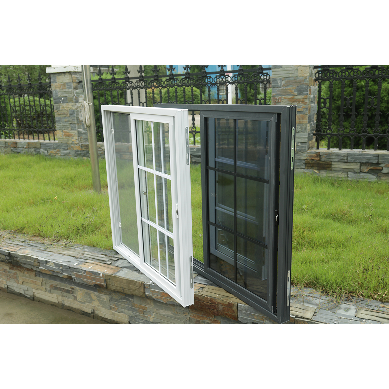 Пожизненная гарантия CE Hurricane Storm Slide Double glasze White UPVC окна и двери