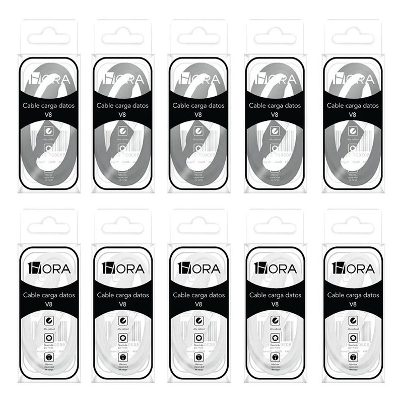 Упаковка из 10 штук усиленного кабеля V8 Micro USB 1 час