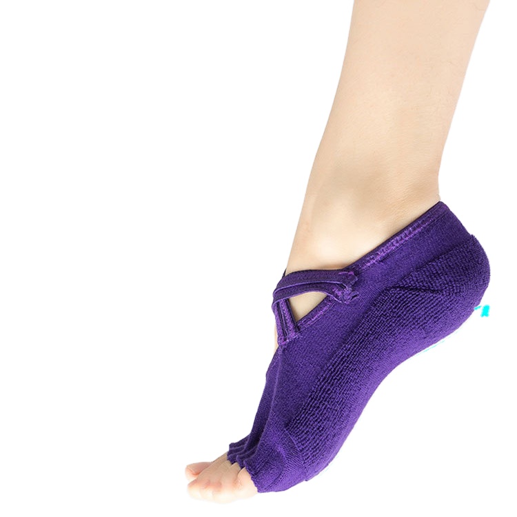 new arrival Knitted Slipper Half Toe Fitness Pilates 5 Toe Separator Instep Opening Terry Sock Women Yoga Anti Slip Grip Socks
