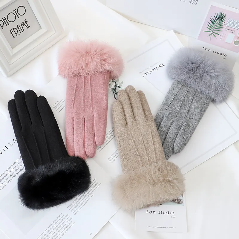 Sexy girls dancing accessories touch cashmere wool hand gloves winter