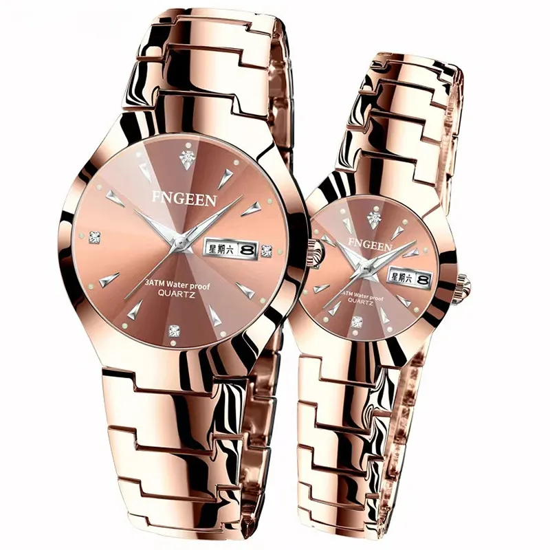 hot sale of men and women watches couples waterproof metal ultra-thin women quartz watch