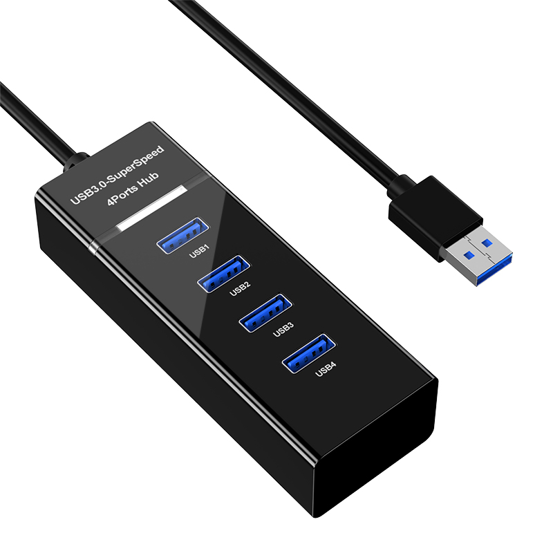 Прямая продажа с фабрики USB3.0 hub Высокоскоростной 4-портовый USB3.0 USB2.0 док-станция USB 4-портовый концентратор со светодиодной подсветкой из 30 см кабель для настольных ПК ноутбук