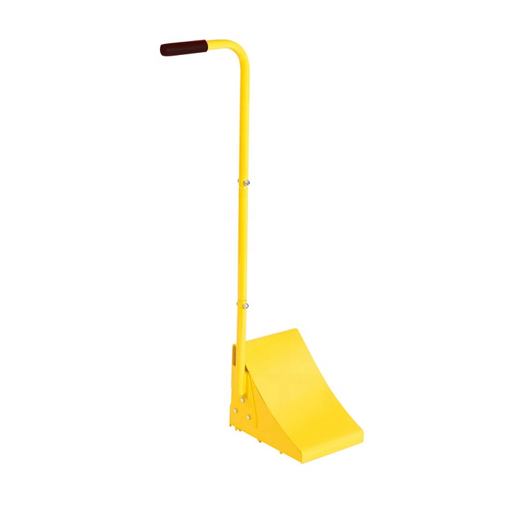 Ergonomic Metal Handle Wheel Chock, Steel Wheel Chock With Handle, Loading Capacity 1,000lbs, Powder Coated, Yellow