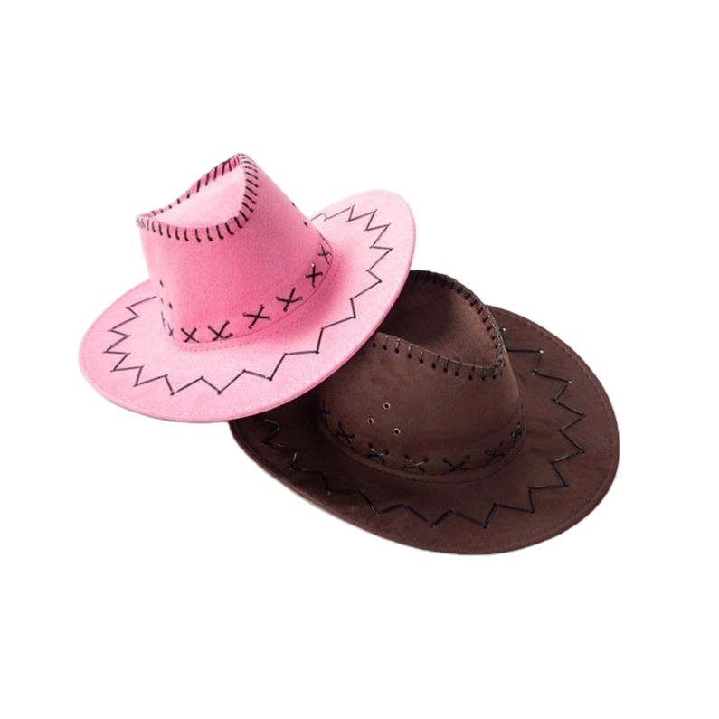 Wholesale artificial leather Felt Material cowboys Hats, American amazon Sunshade Cowboy Hat With wave line