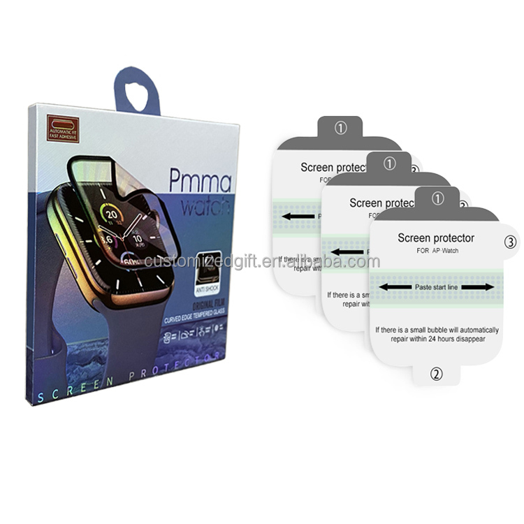 Custom Tpu Hydrogel Watch Screen Protector for Apple Package Embalaje de pelicula Watch Tempered Film Carton Packaging Paper Box
