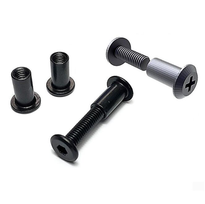Hex flat screw with lock nut black steel bolt M5X10mm