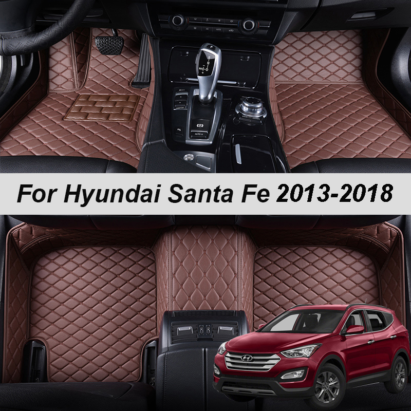 100% подходят на заказ кожаные автомобильные коврики для Hyundai Santa Fe 2013 2014 2015 2016 2017 ковры коврики для ног Аксессуары