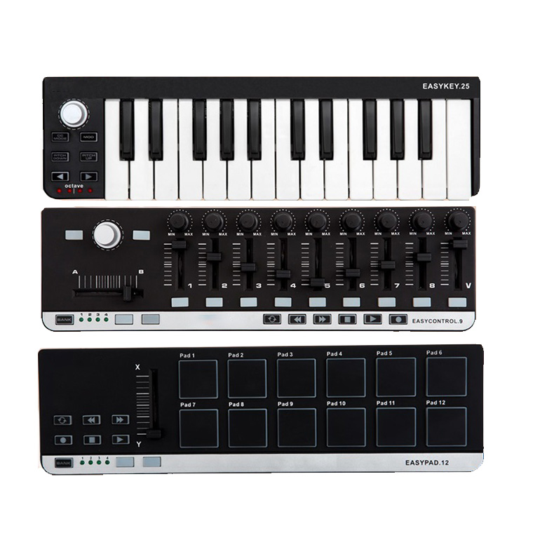 USB MIDI Keyboard Controller Black 25-key Music editing keyboard for Laptops Mac & PC Editing Software included