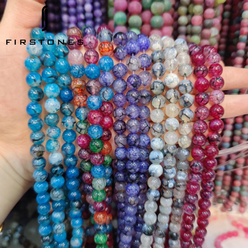 Hot Sale Colorful Loose 6mm 8mm 10mm Dragon Vein Agate Gemstone Beads For Jewelry Making Alibaba Stone