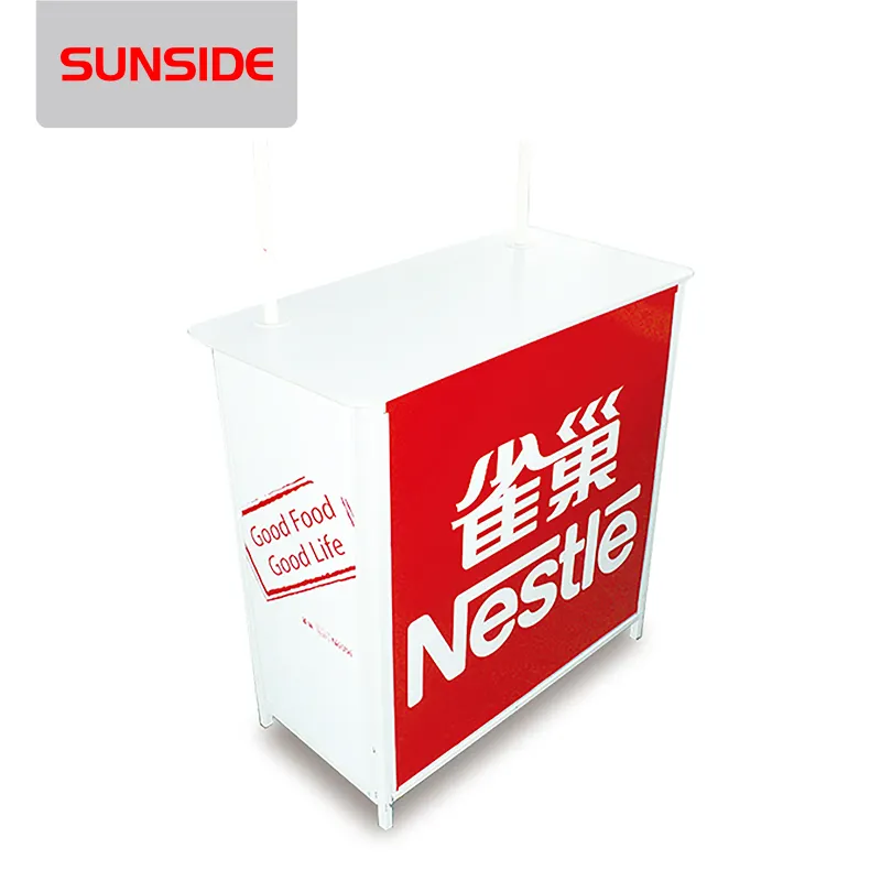 durable iron frame supermarket promotion counter portable display stand promo table