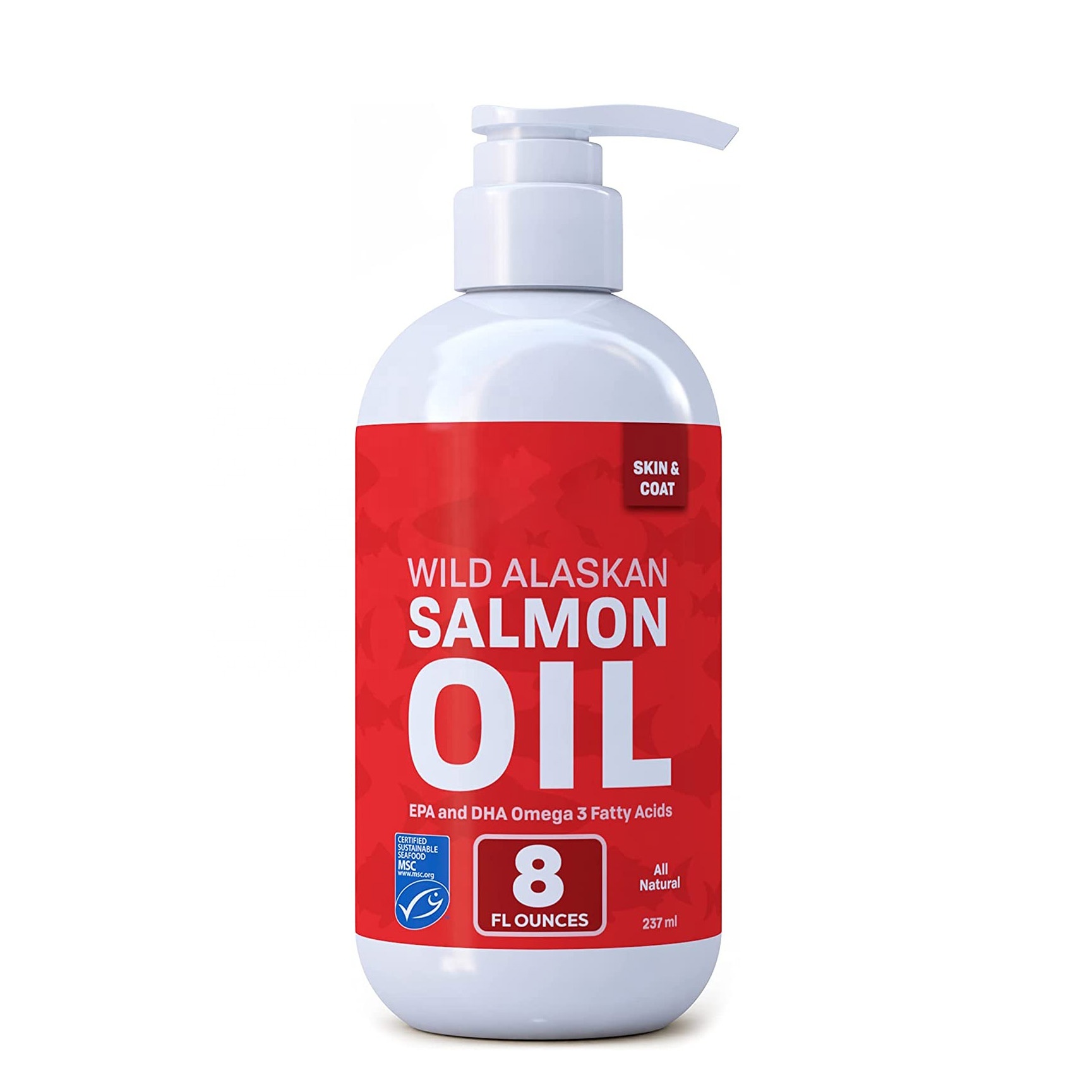 Salmon Oil for Dogs & Cats Fish Oil Omega 3 EPA DHA Liquid Food Supplement for Pets Supports Healthy Skin Coat & Joints 8oz