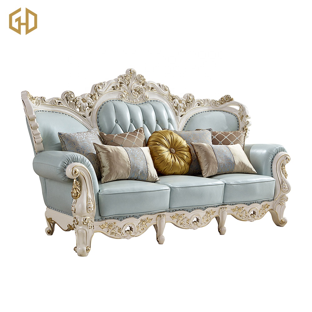 Роскошный кожаный диван Rococo в античном стиле для гостиной