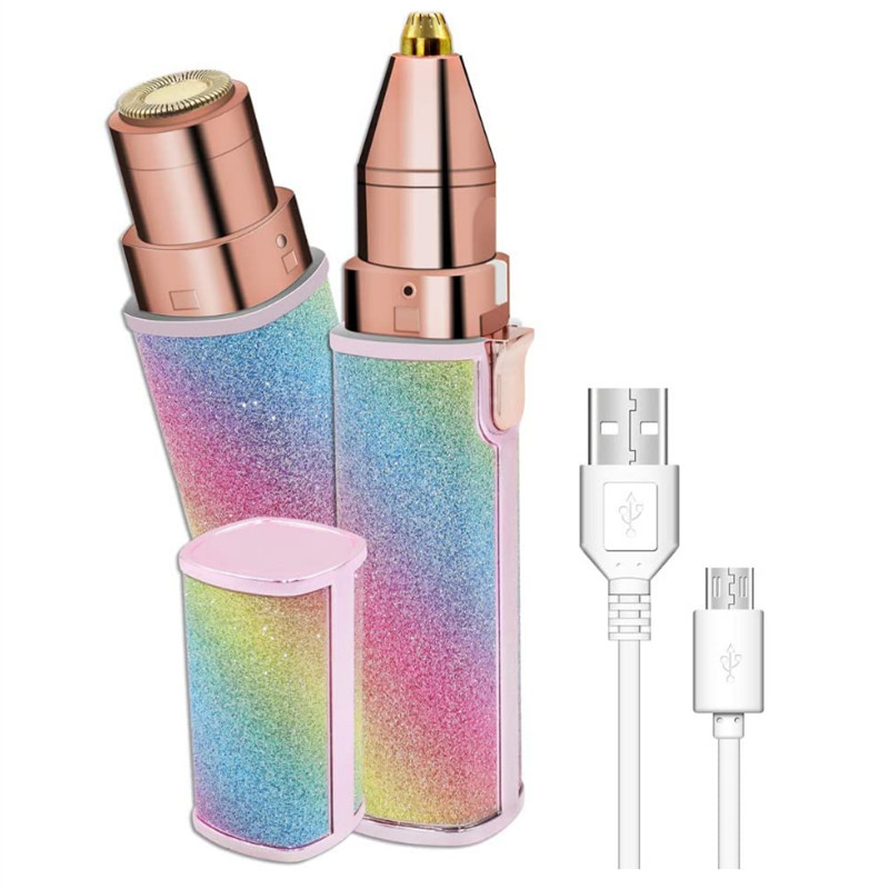 Электрический триммер для бровей 2 в 1, Женская бритва с зарядкой от USB для помады, электрический триммер для бровей
