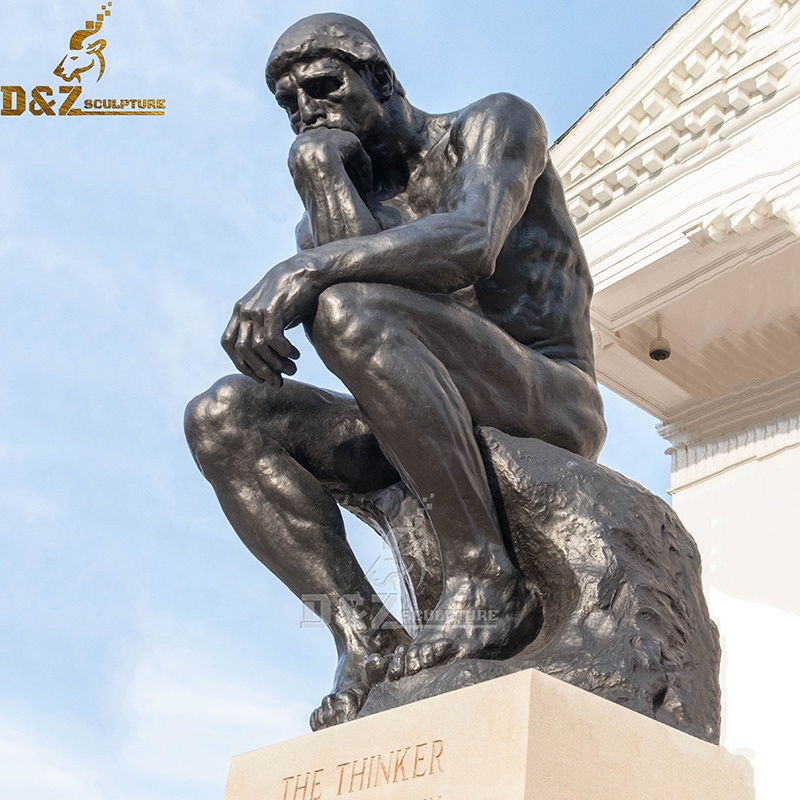 Французское искусство Rodin металлическая скульптура индивидуальные репродукции садовая бронзовая скульптура в натуральную величину сидя истончика