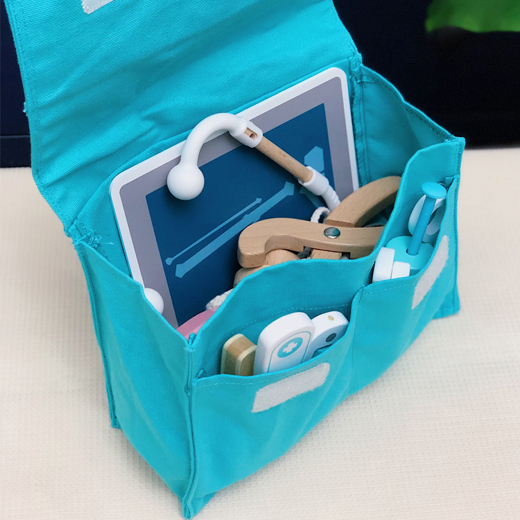 High-quality wood children's simulation little doctor toy play house puzzle nurse dental injection medical box set