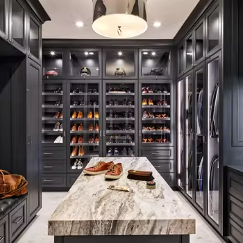Vermont Solid Wood Frame Customized Size Glass Door Design Modern Display Racks Wardrobe Closet Walk In Wardrobe