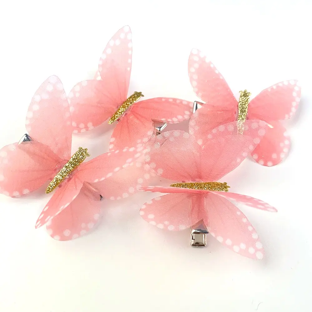 Wholesale kids hair accessories clips mini  plastic butterfly hair pins clips for girls metal barrette kids hair clips