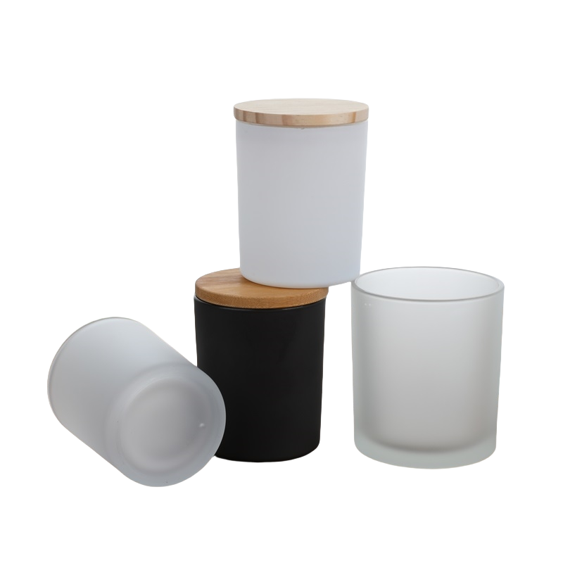 In Stock Wholesale Promotion 8oz 14oz 16oz Matte Black Glass Round Bottom Votive Candle Vessels Jars With Lid
