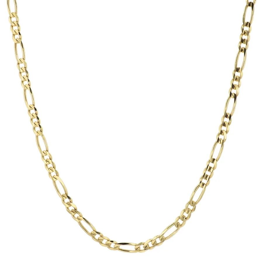 14K Yellow Gold 2mm Thin Women's Figaro Chain Link Necklace 18"