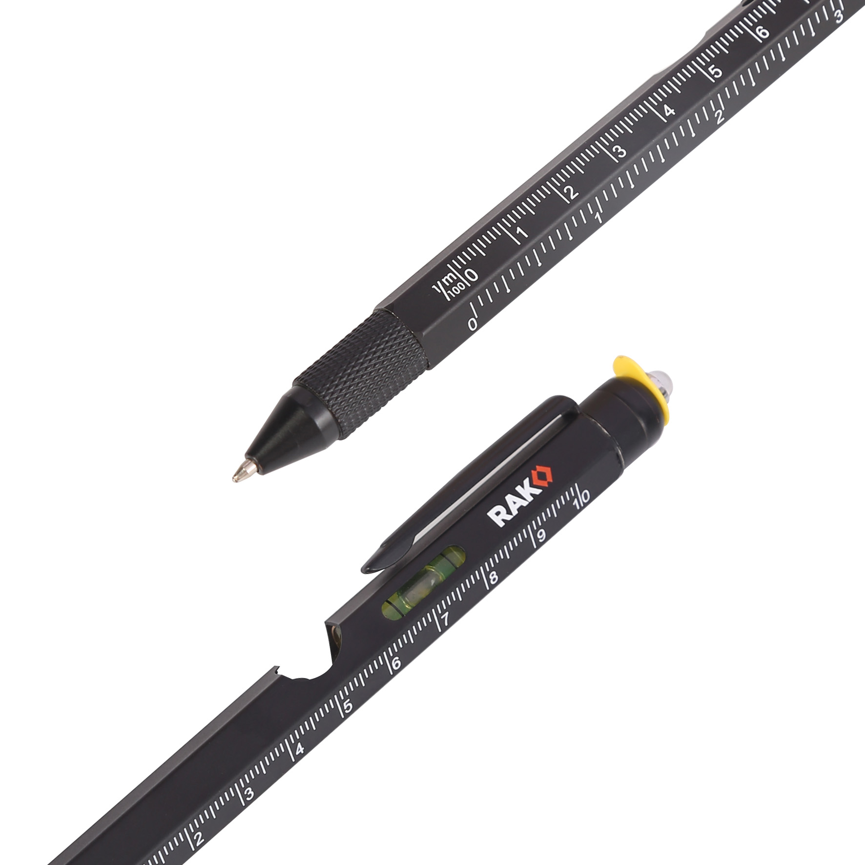7-in-1 promotional stationery stylus touch screen LED light logo custom multifunctional metal ball point pen with level ruler